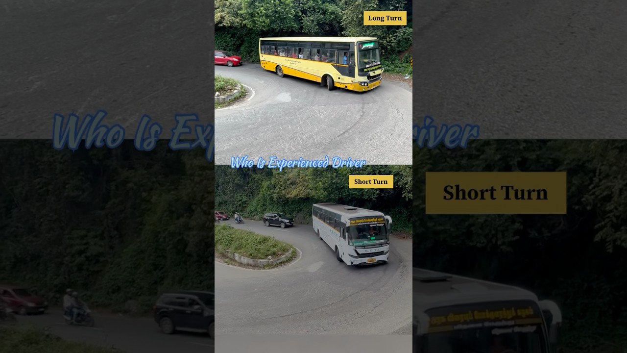 Short OR Long sharp Turn ultimate test for drivers #bus #short #long #ultimate