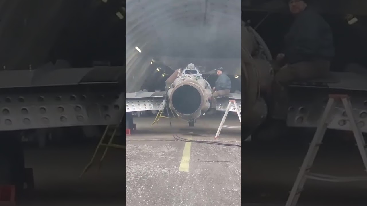 Mig 15 first engine start after rebuild #aviation #aircraft #militaryaircraft #shorts #fyp #fire