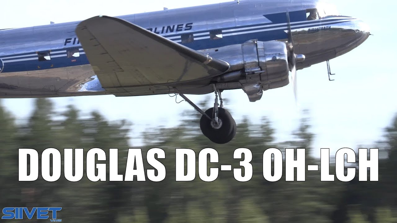 DC-3 Airliner OH-LCH take off for passenger sightseeing flight - Vesivehmaa 80