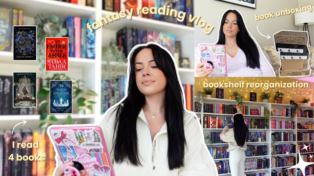 reading 4 books, book unboxing, and bookshelf reorganization 📚 FANTASY READING VLOG