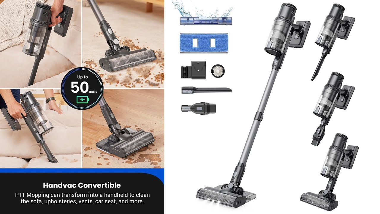 Proscenic P11 Cordless Vacuum Cleaners and Mopping Combo for Home with Touch Screen