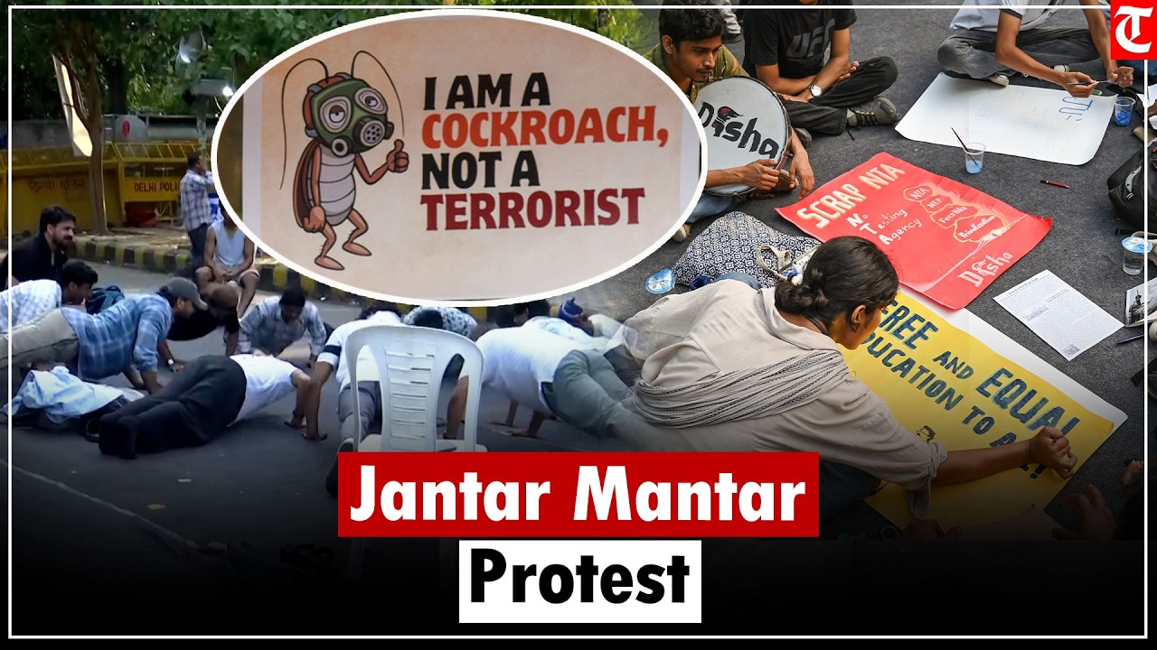 Morning Visuals: Cockroach Janta Party Protests at Jantar Mantar Over NEET Row