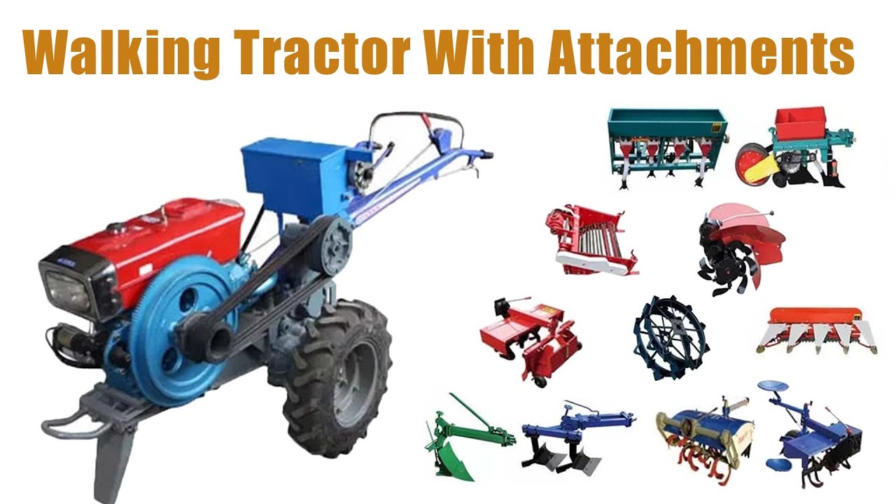 Perfect Match: Walk-behind Tractor with Plough,  Rotavator, Wheat & Corn Planter, Harvester, Mower