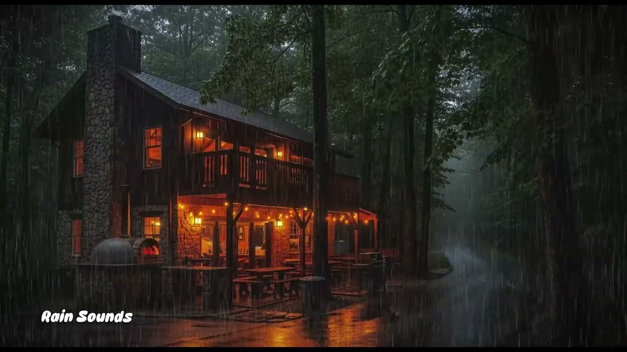 Cozy Cabin Rain – Crackling Fireplace + Rain#RainSounds
