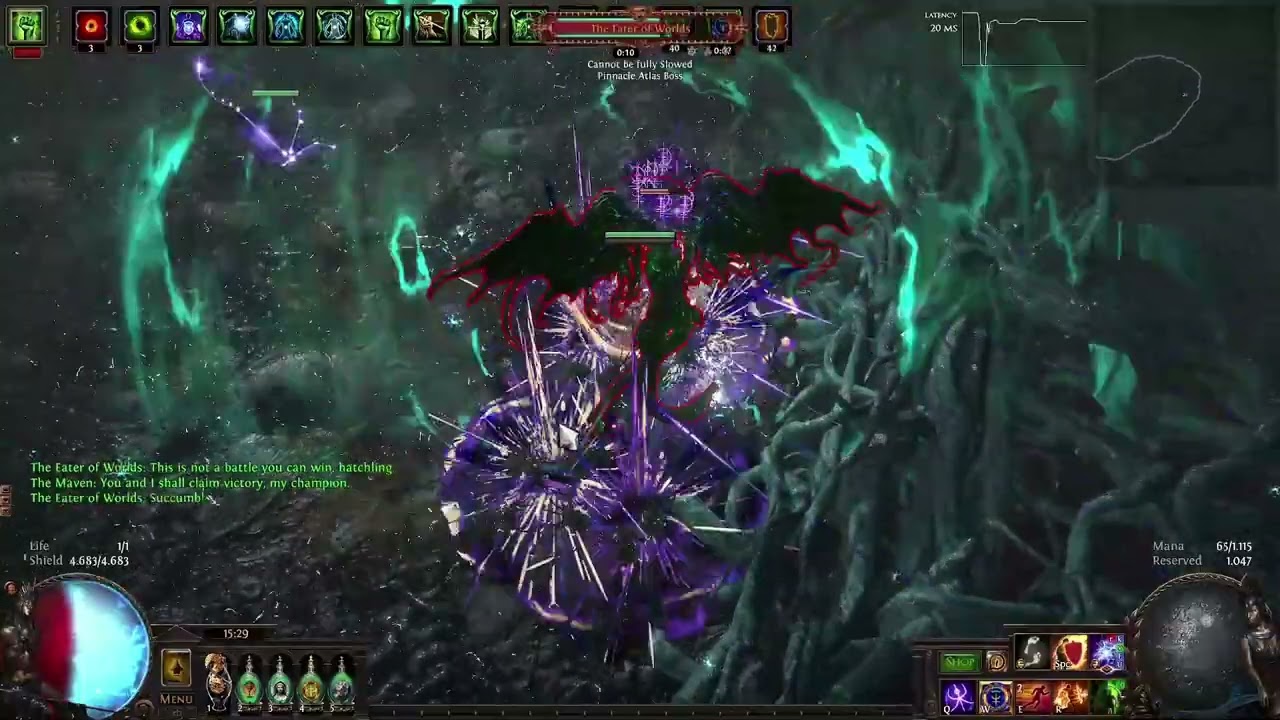 Poison Spark Occultist vs Uber Eater of Worlds POE 3.20 Sanctum