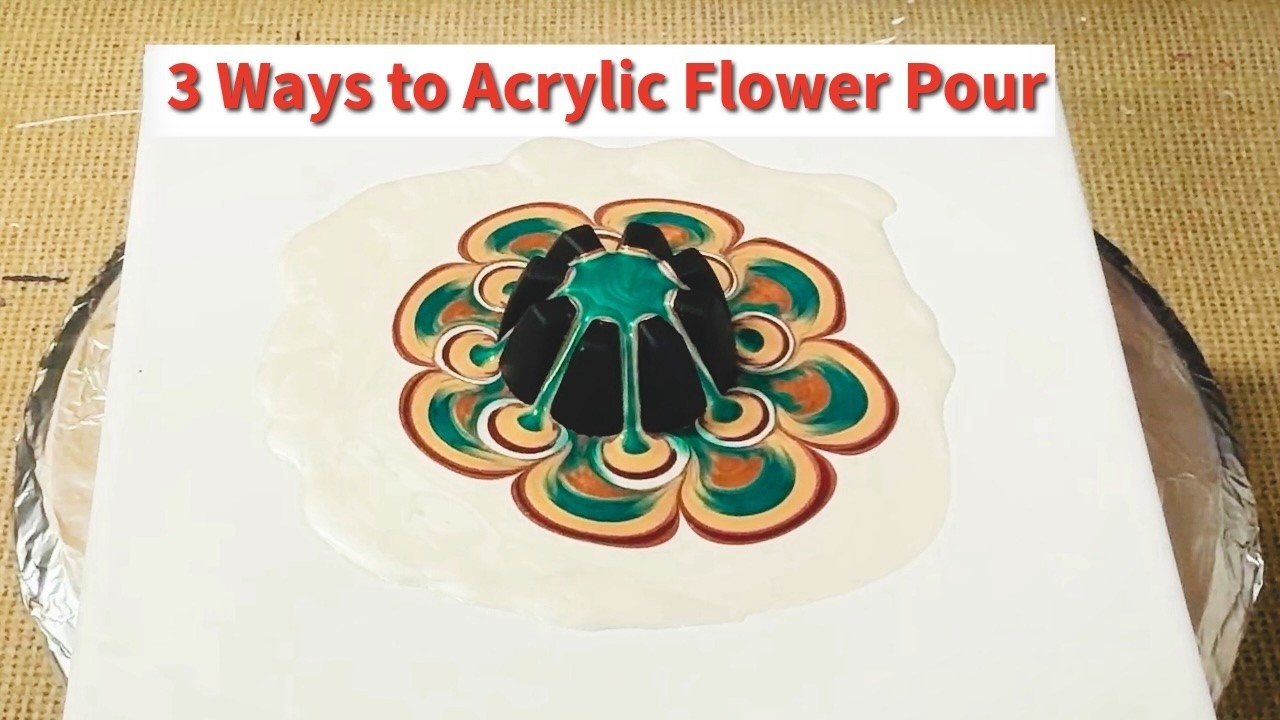 3 Acrylic Pour Flower Cup Techniques 🌸  Fluid Art Tutorial | Paint Pouring Canvas