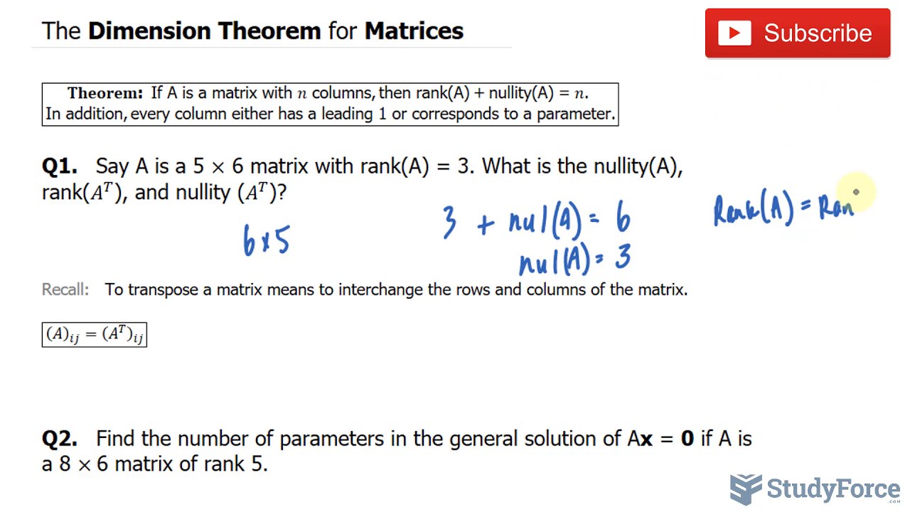 📚 Applying the Dimension Theorem for Matrices