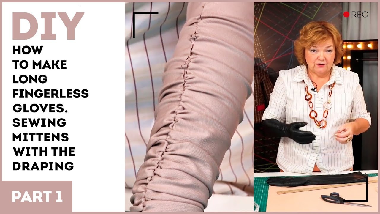 Сделай сам: как сделать длинные перчатки без пальцев. Варежки с драпировкой.