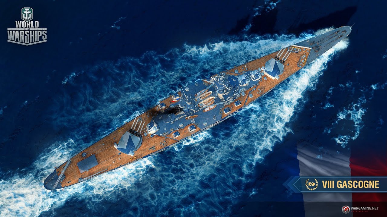 World Of Warships Blitz Gascogne France Battleship 8.Tier Gameplay