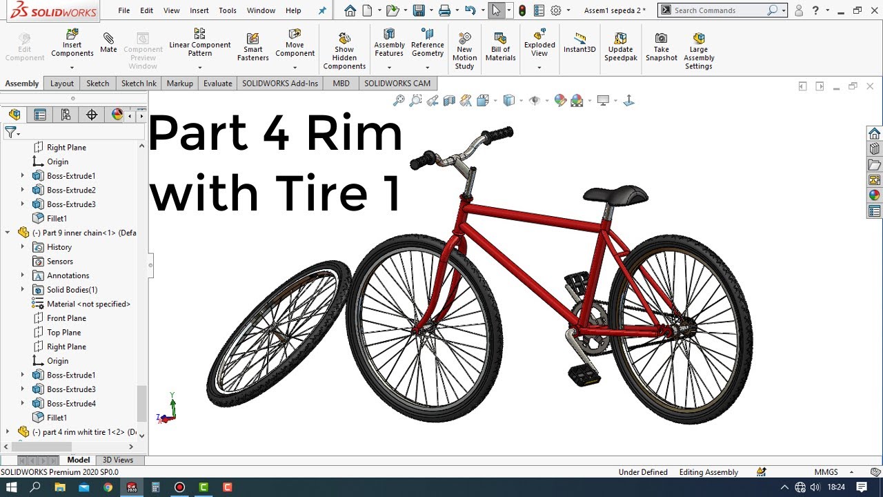 Solidworks Tutorial # How to Make a Bicycle Design Part 4 / rim with tire