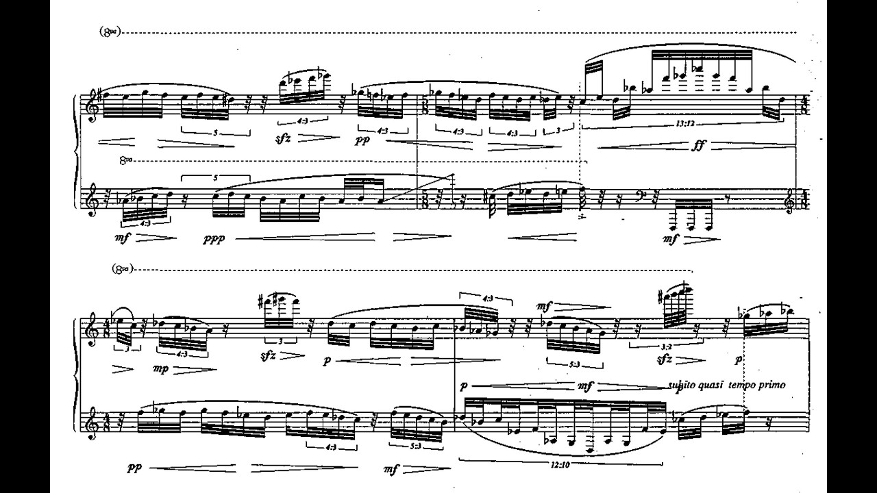 Jonathan Powell - Etude pour les huit doigts for Piano (1998) [Score-Video]