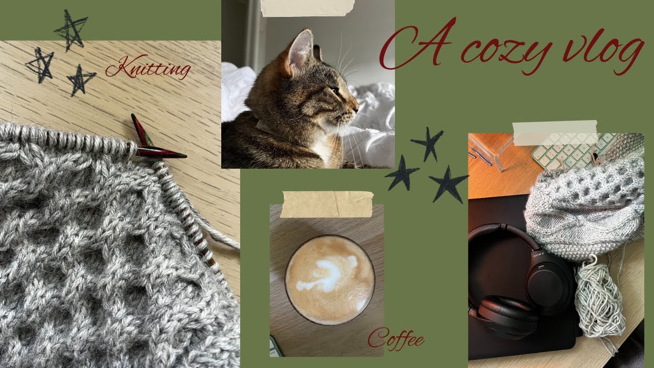A cozy first vlog: knitting, coffee and cats