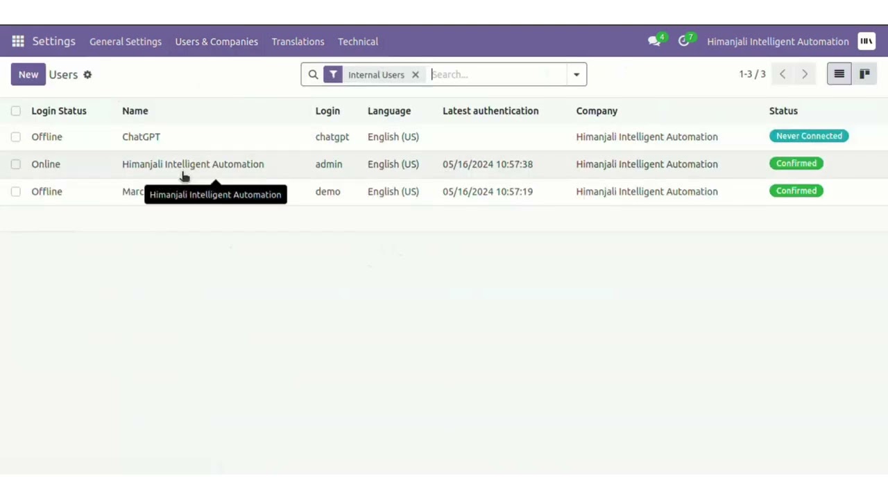 Odoo User Login Activity Demo