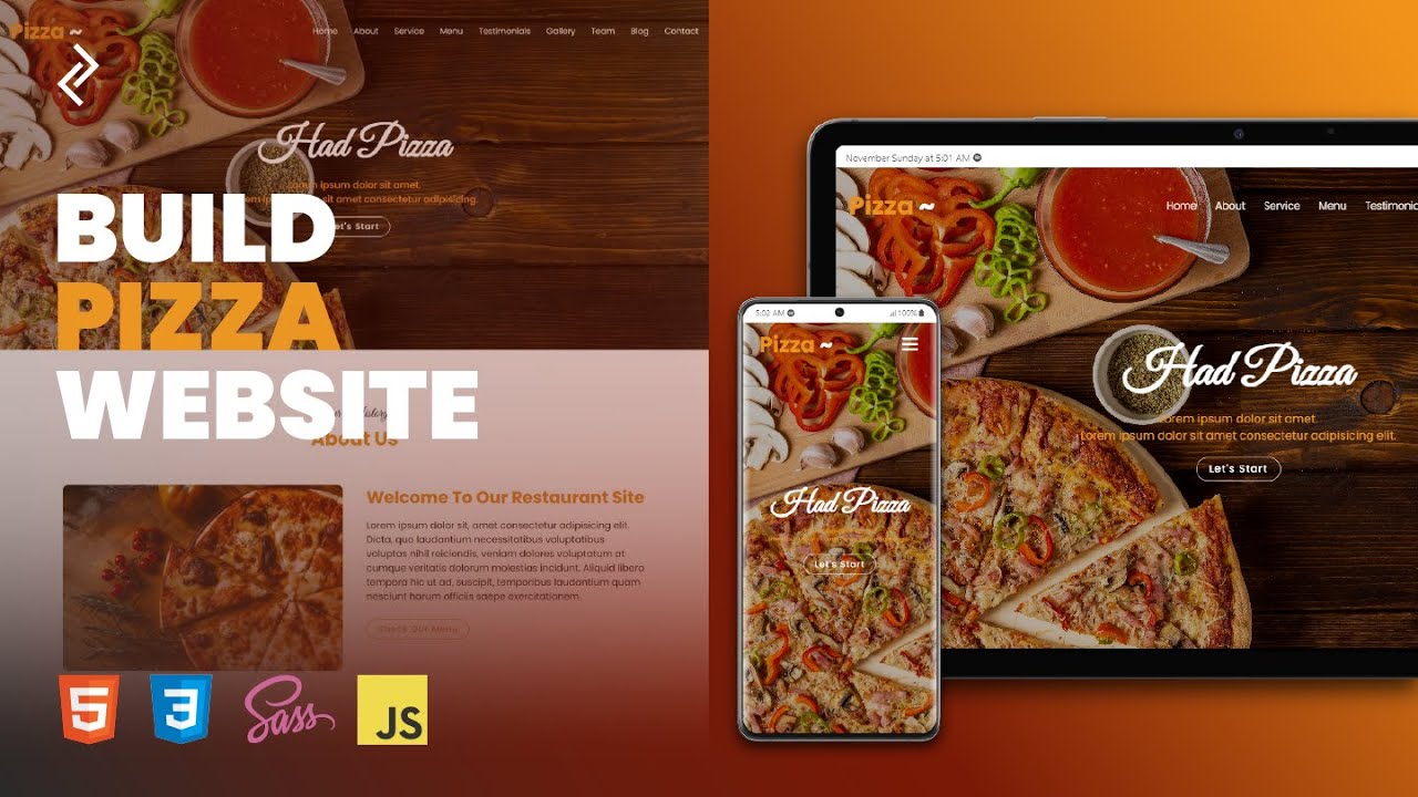 Create a Pizza Website Responsive (HTML, CSS, Java Script) #1