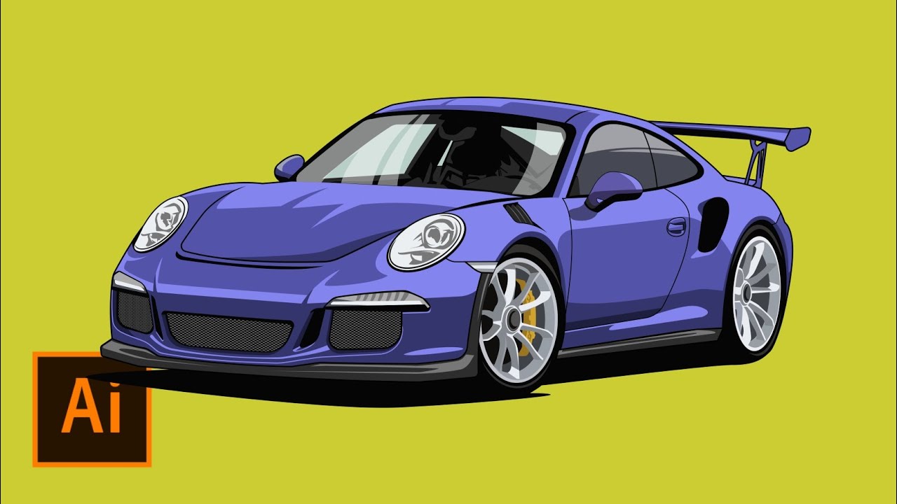 PORSCHE GTR 911 SPEED ART l ADOBE ILLUSTRATOR TUTORIAL