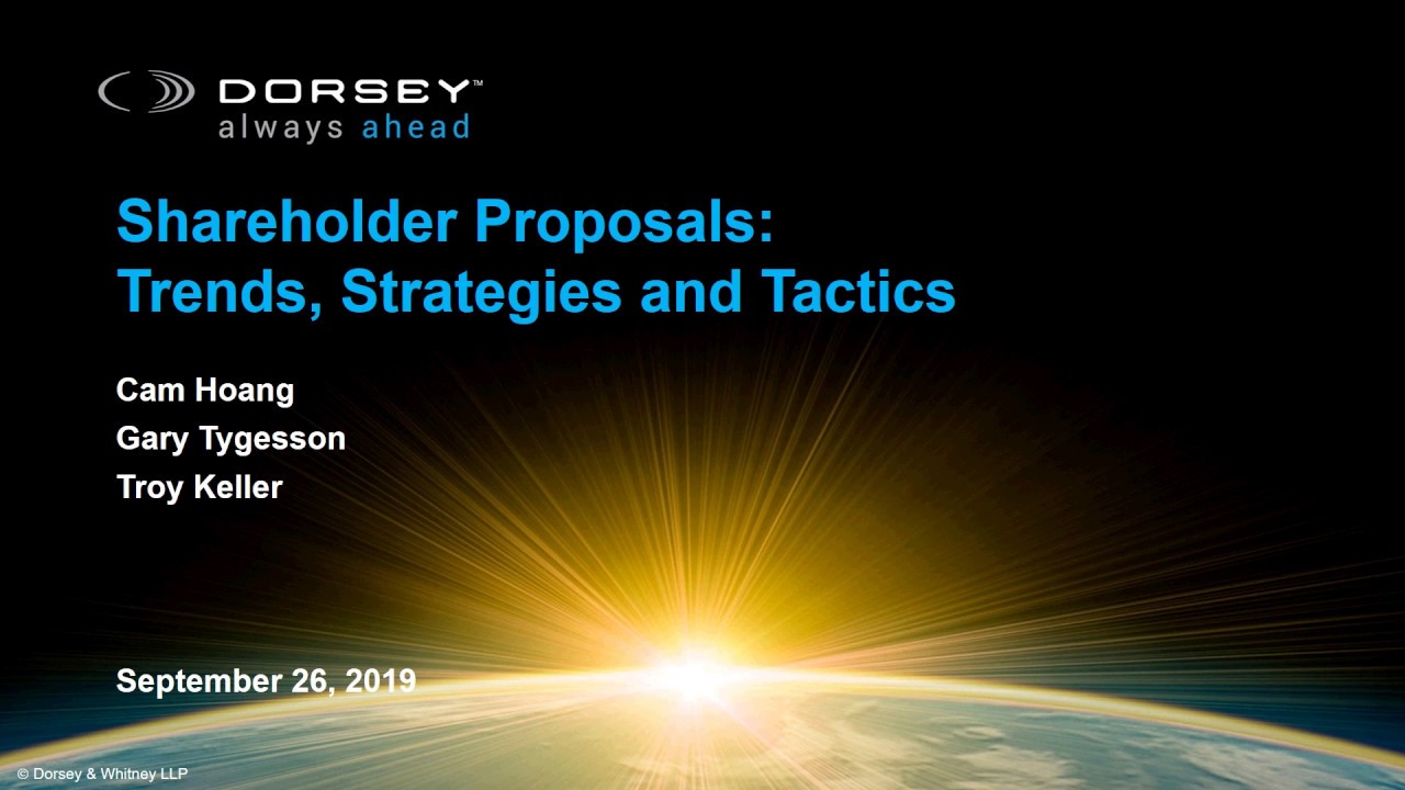 Shareholder Proposals:  Strategies and Tactics