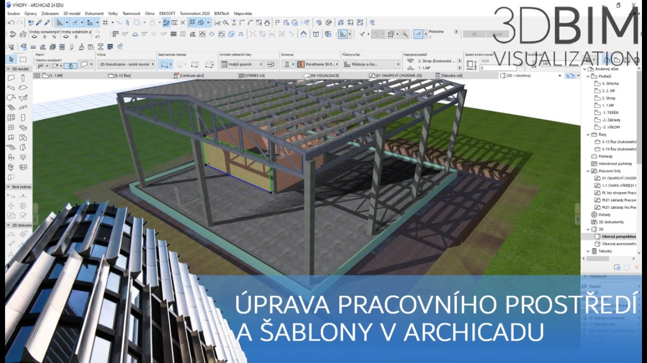 Úprava pracovního prostředí a projekční šablony v Archicadu