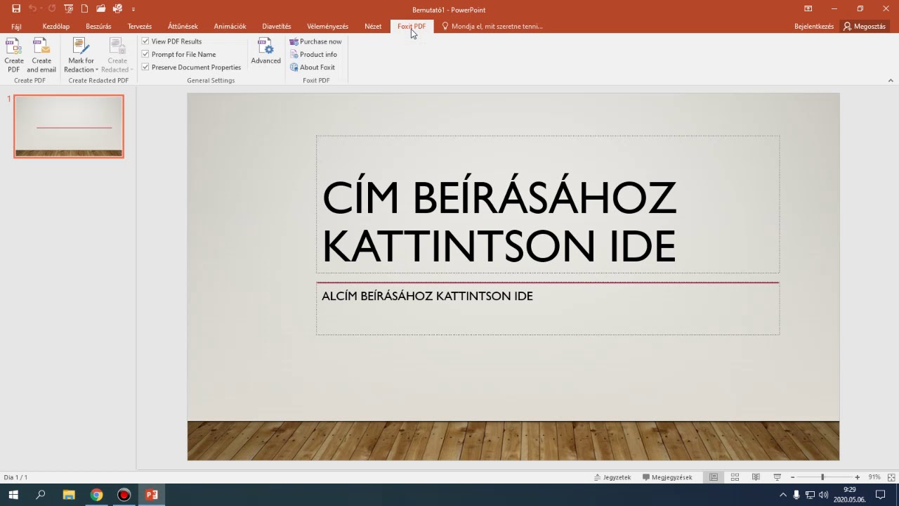 1. A PowerPoint felülete, prezentáció készítése sablonnal