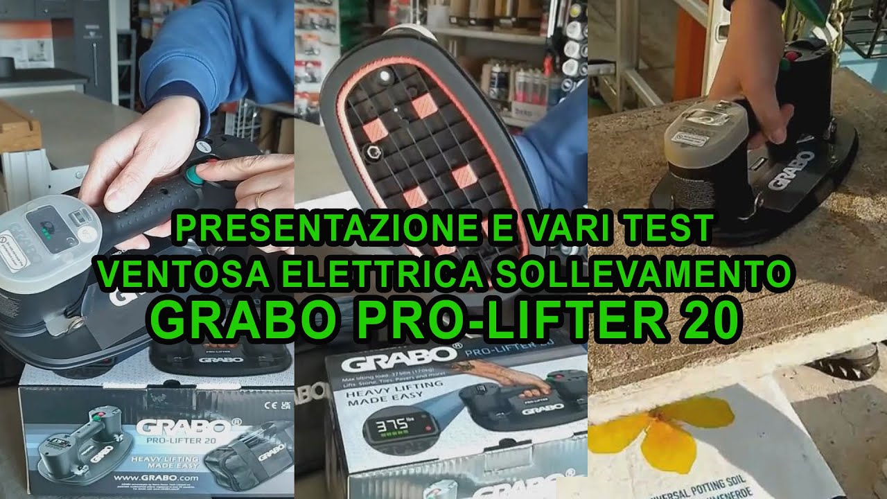 Presentazione e test ventosa elettrica sollevamento Grabo Pro-Lifter 20