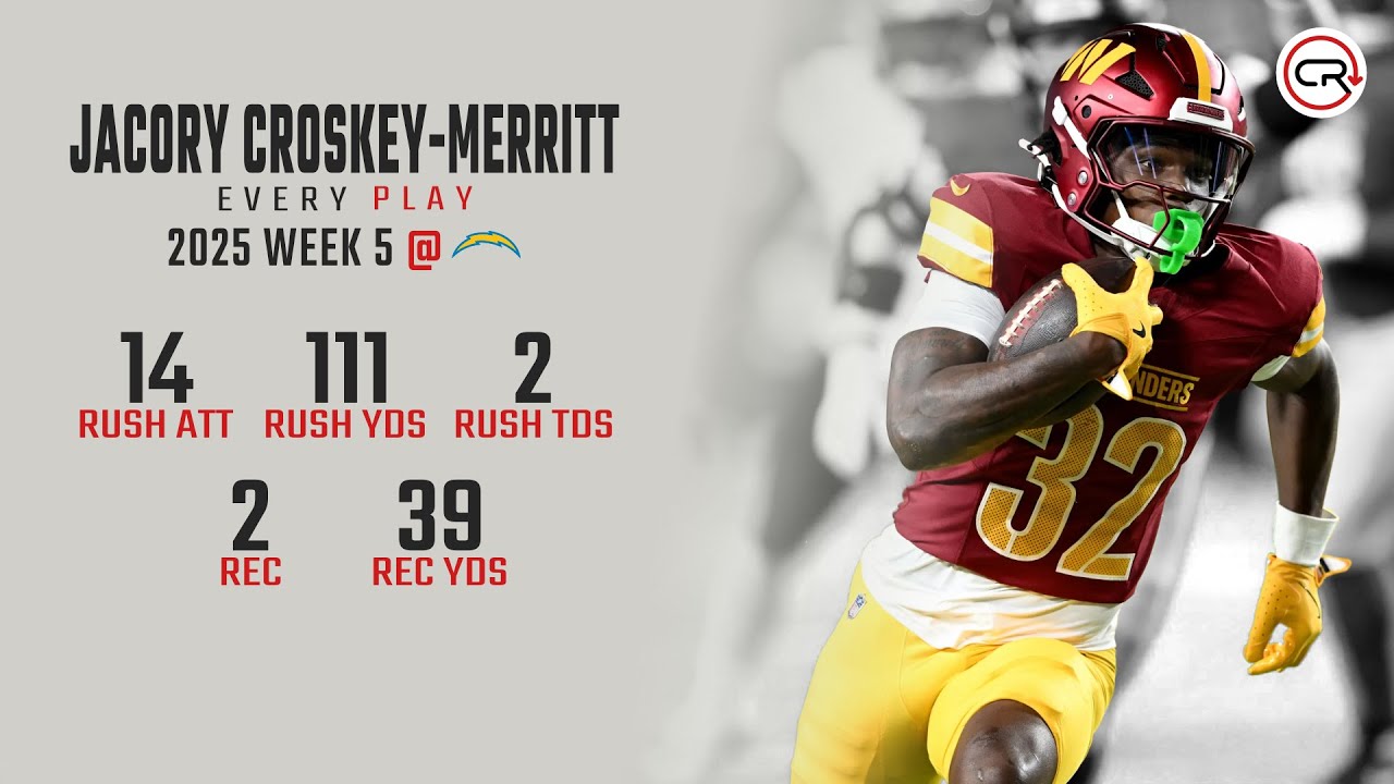 Jacory Croskey-Merritt Week 5 Highlights | Every Run, Target, and Catch vs Chargers