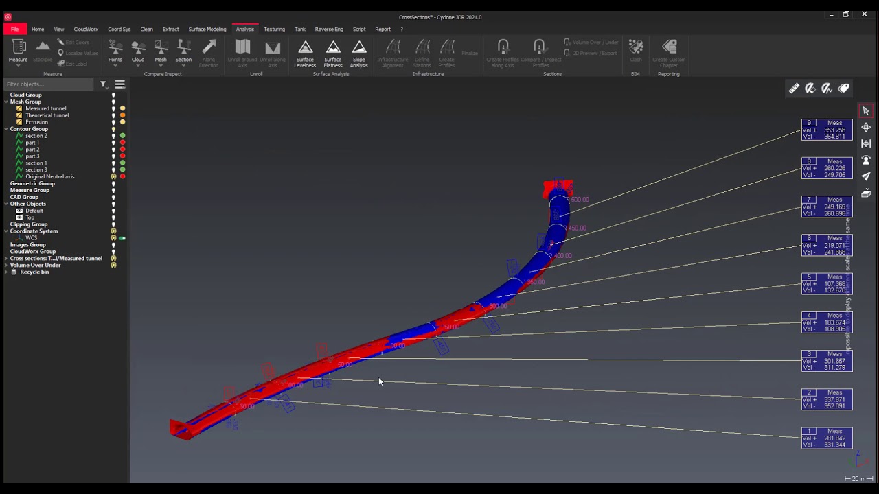 Cyclone 3DR :Tunnel analysis and volume 