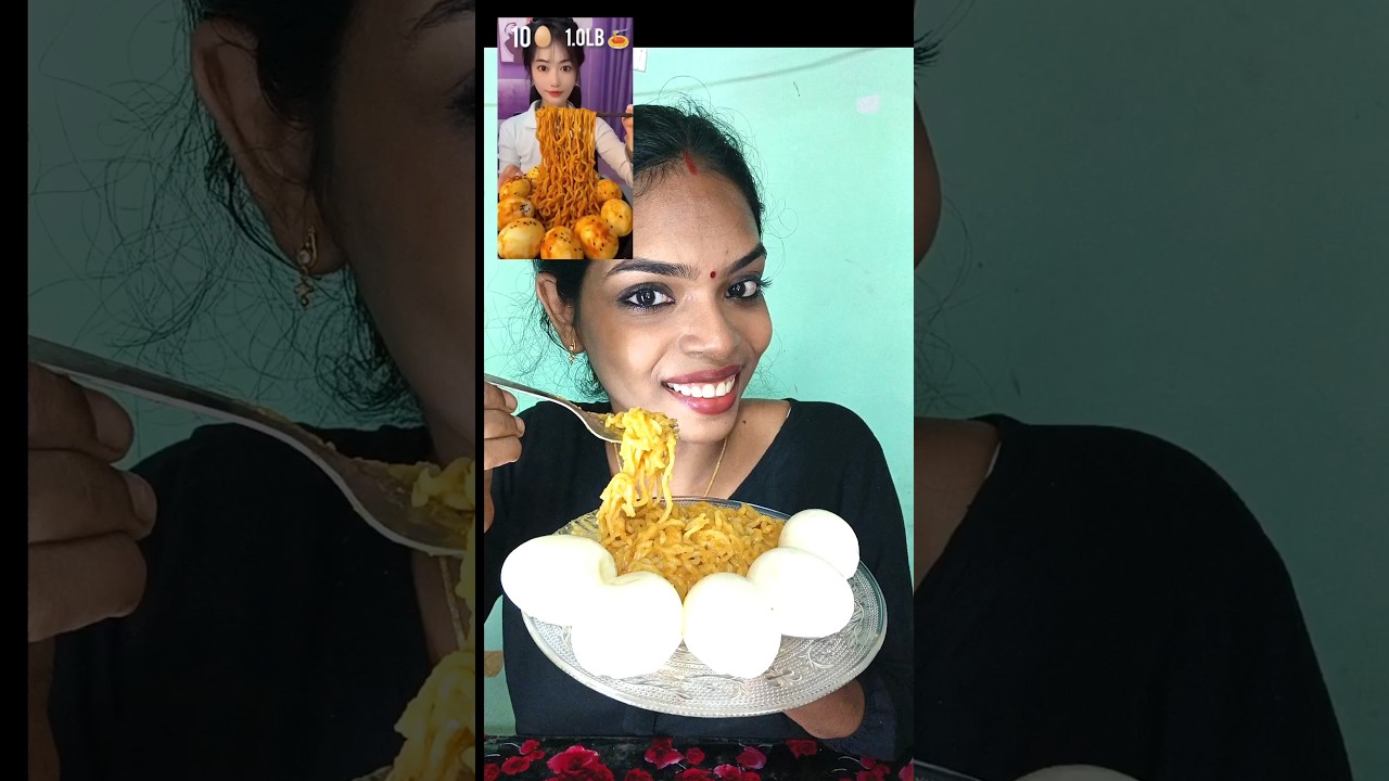 മലയാളികളോട കളി🤣Super Fast Eating challenge (5 Eggs And 1Lb noodles)#kawaiieatingasmr #fasteatingasmr