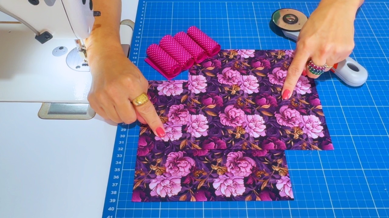 2 Quadrados + 2 Faixas de Tecidos e um Bloco de PATCHWORK Lind&iacute;ssimo Super F&Aacute;CIL de Costurar
