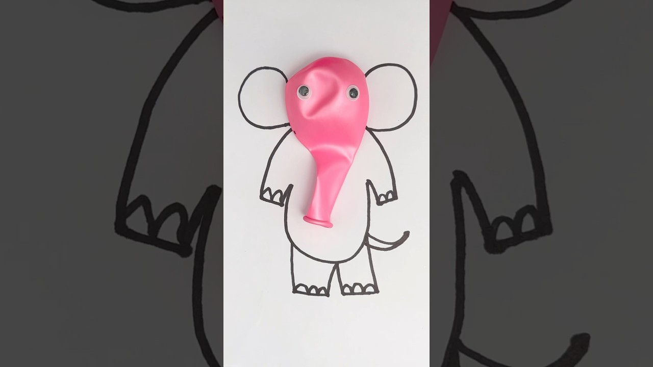 Pick 1 Pink Balloon but why Elephant 🐘 easy kids art craft #kids #balloon #elephant #kidsart