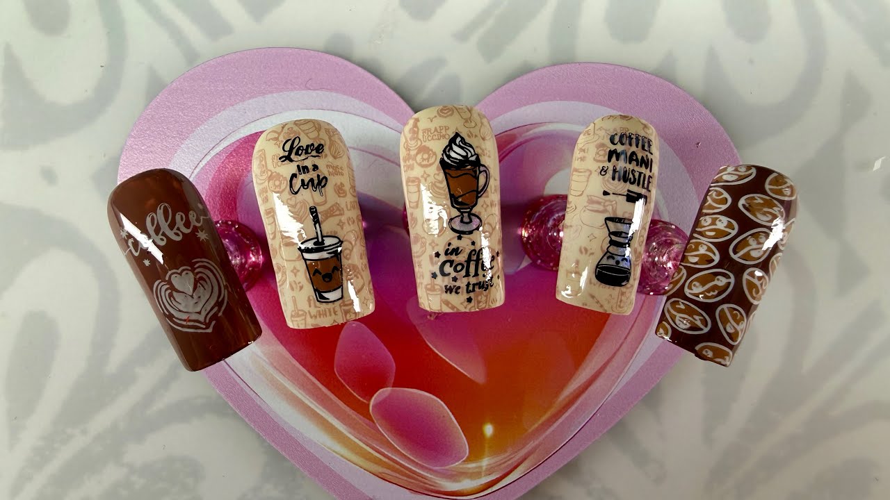 Cutie pie Coffee Nails!  Let’s get caffeinated! #live #nails #livestream ☕️☕️