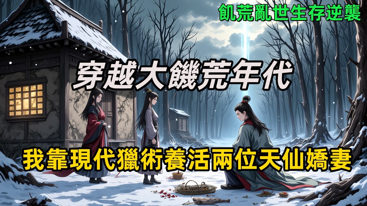 《穿越大饑荒年代，我靠現代獵術養活兩位天仙嬌妻》穿越即逢大饑荒，家無餘糧、冬雪封山。面對官府強塞的兩位「病弱美人」，他用現代求生技能設陷阱、辨毒草、製弓弩，在絕境中狩出生存之道！