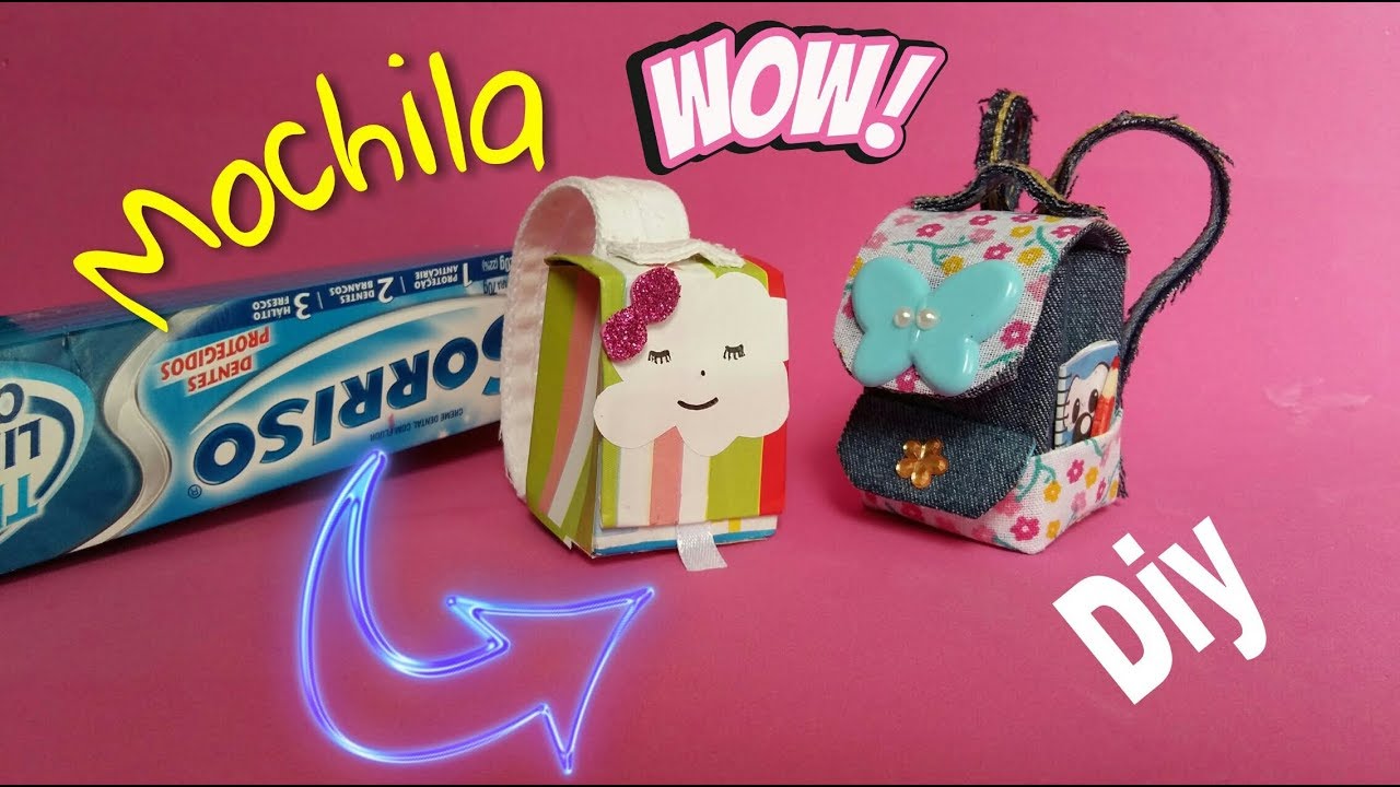 DIY- Como fazer com caixa de pasta de dente uma miniatura de Mochila/Muito fácil