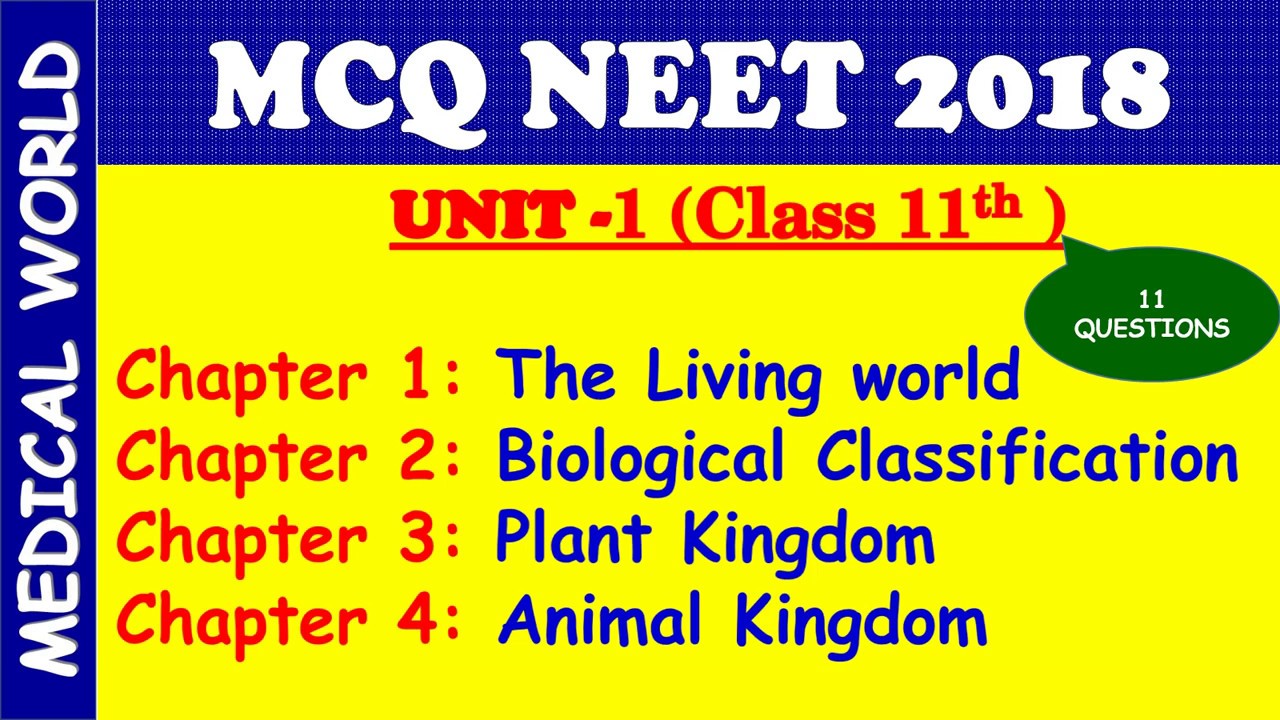 DIVERSITY IN LIVING WORLD | NEET MCQ 2018 | UNIT 1 | CLASS 11