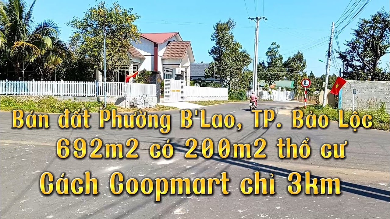 Bán đất ngay Phường B'lao,TP. Bảo Lộc|| Diện tích 692m2 có 220m2 thổ cư|| Ngay khu dân cư