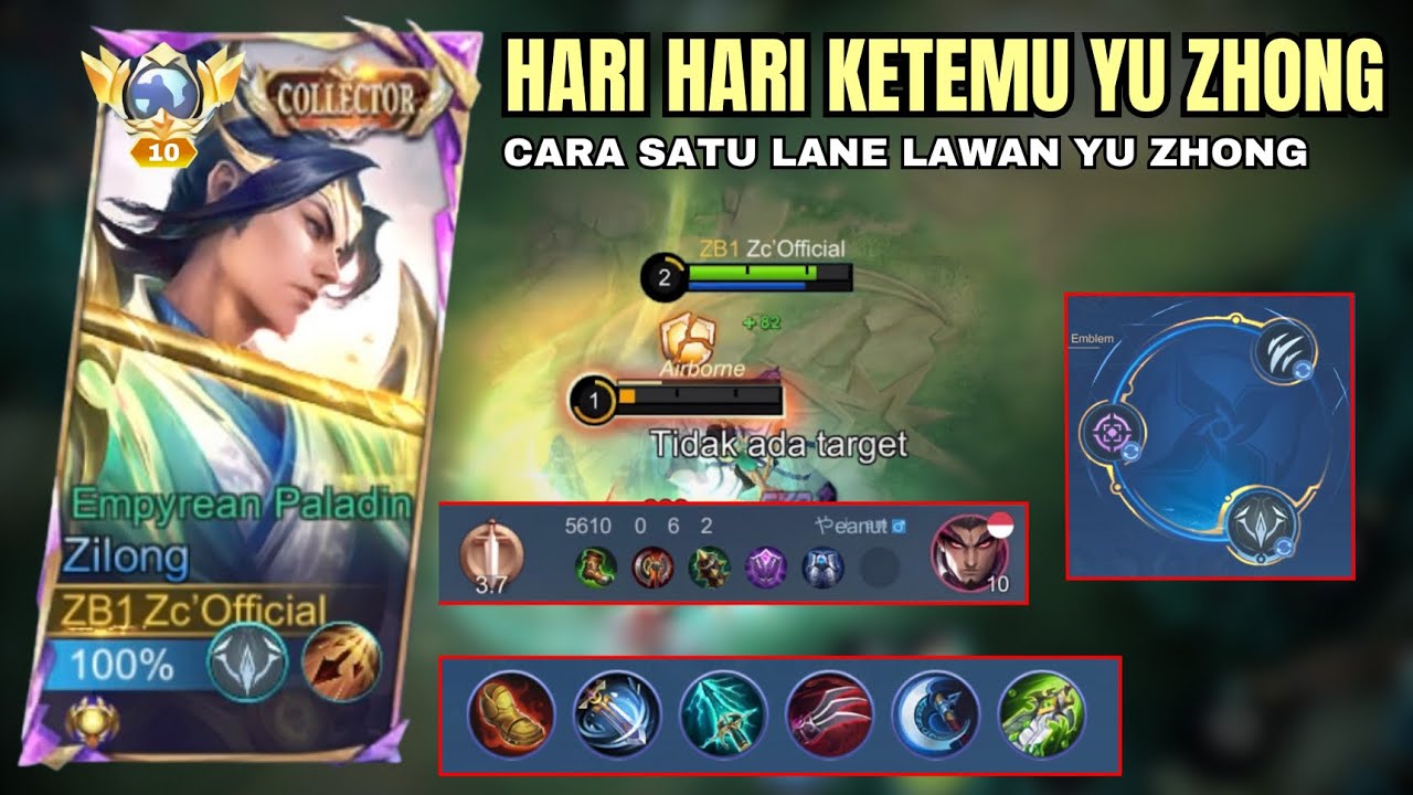 HARI HARI KETEMU YU ZHONG, GINI CARA LAWANNYA ||  Top Global Zilong Mlbb