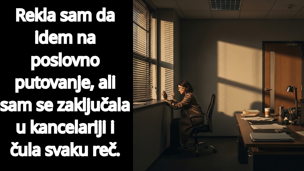 Rekla sam da idem na poslovno putovanje, ali sam se zaključala u kancelariji i čula svaku reč.