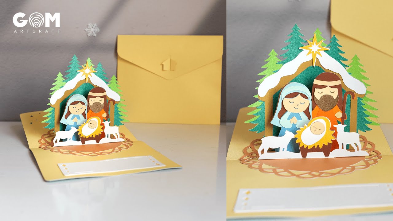 How to make Nativity Scene Pop-up Card 2 - DIY Christmas Card #pop_up_card #christmas