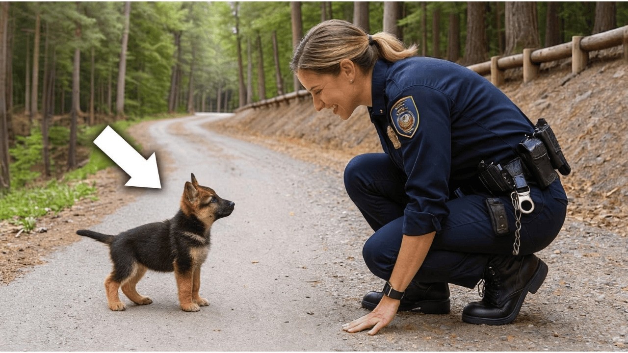 Micul cățeluș o urmărește pe polițistă cer&acirc;nd ajutor - C&acirc;nd află de ce, izbucnește &icirc;n lacrimi!