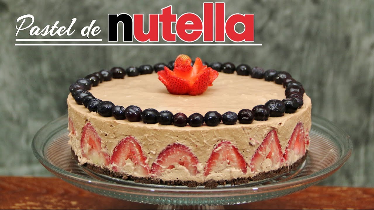 PASTEL DE NUTELLA Y FRESAS SIN HORNO - NUTELLA CHEESECAKE