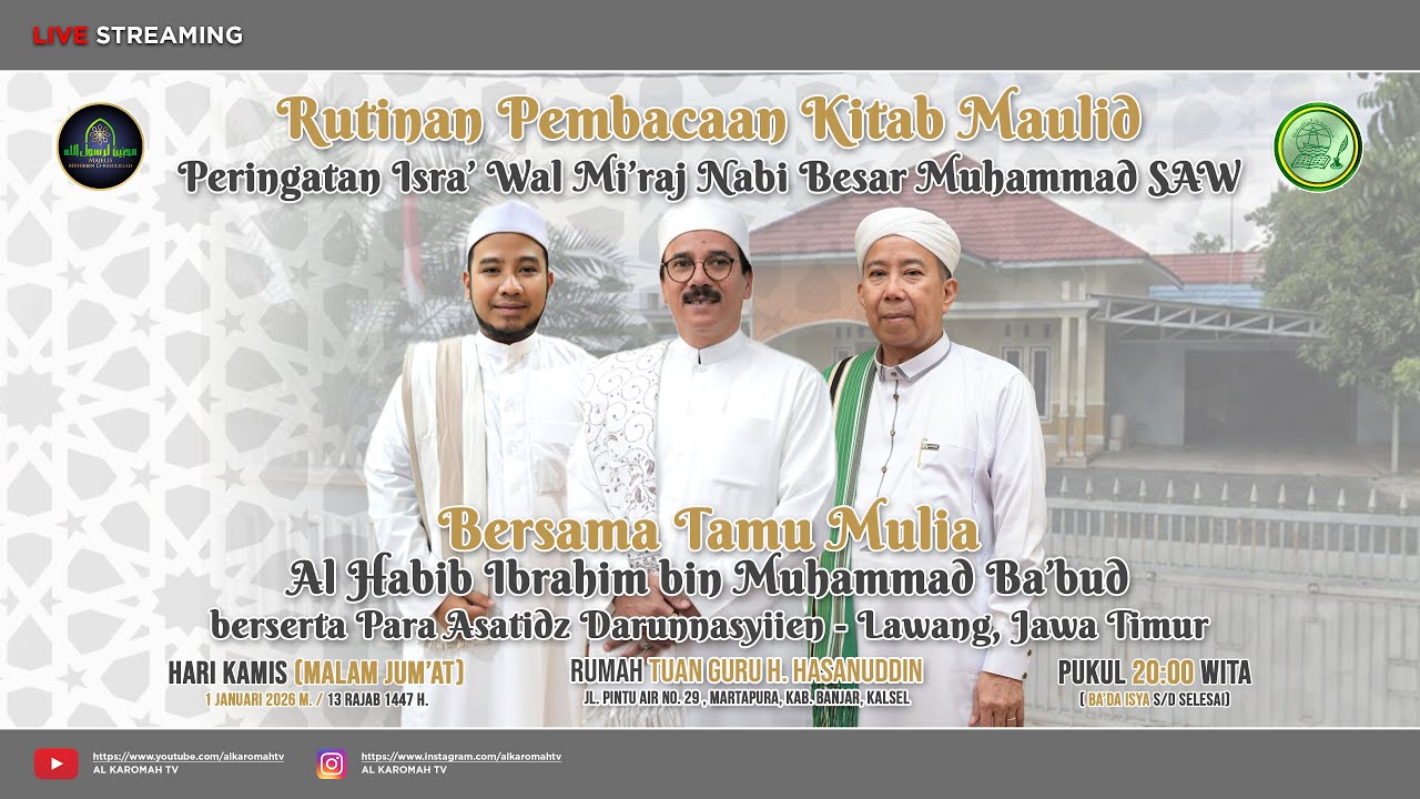 AL KAROMAH TV - LIVE RUTINAN PEMBACAAN KITAB MAULID MAJELIS MUHIBBIN LI RASULILLAH | 01 JANUARI 2026