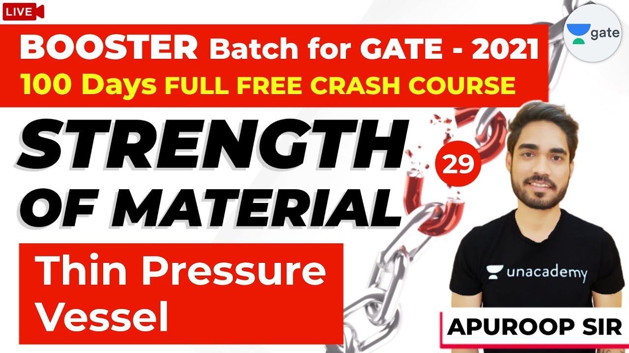 Thin Pressure Vessel | Strength Of Materials (SOM) | Lec 29 | GATE ME 2021 Crash Course