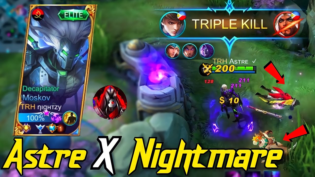 ASTRE WITH TOP GLOBAL AND TOP PH MOSKOV!! Gusion Gameplay with Nightmare Playz 🔥 | MLBB