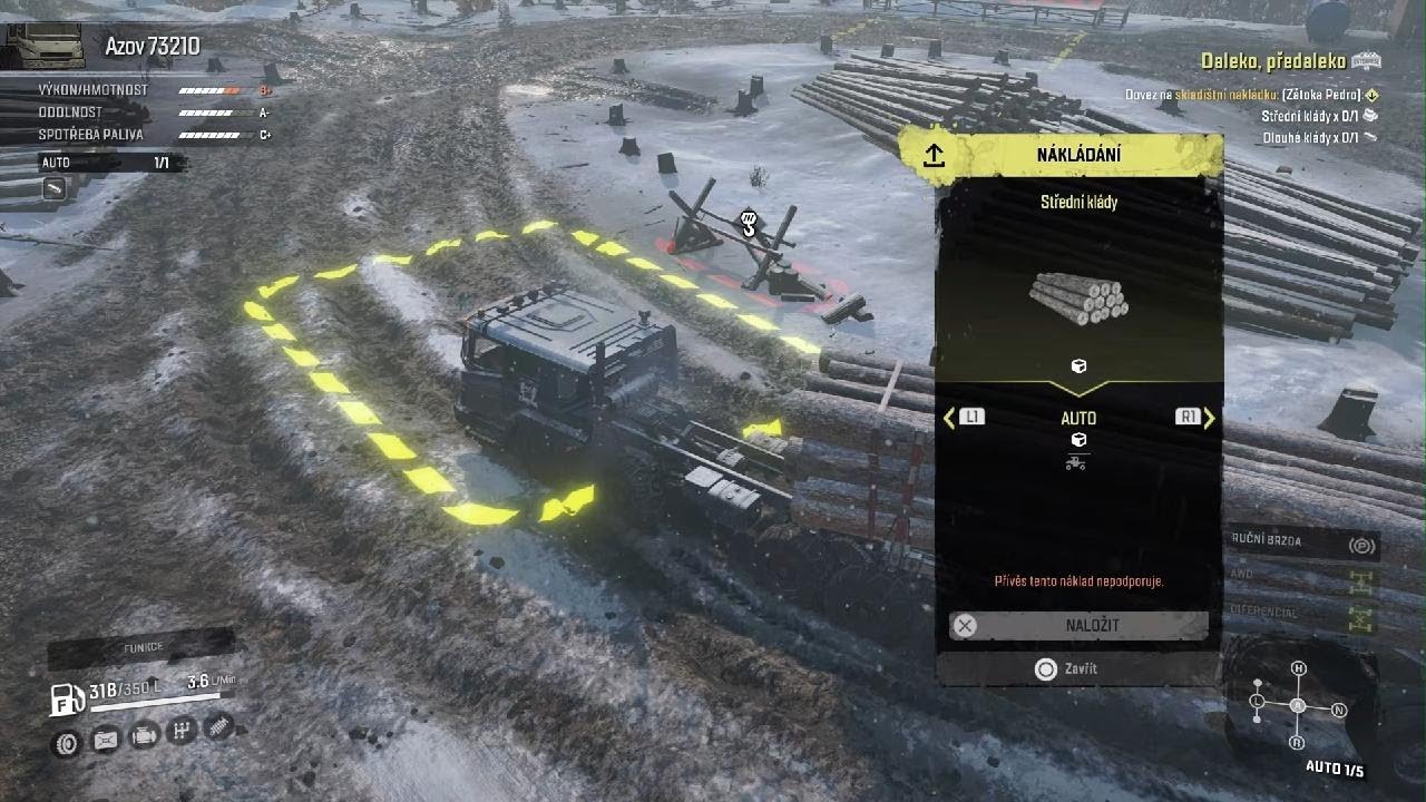 SnowRunner Alaska 23 Azov 73210 long and medium logs together, too far