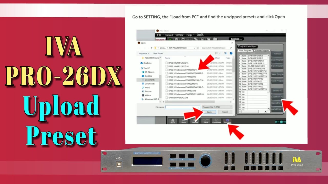 【AVEM 】 How to upload speaker presets into IVA PRO26DX Digital Speaker Management