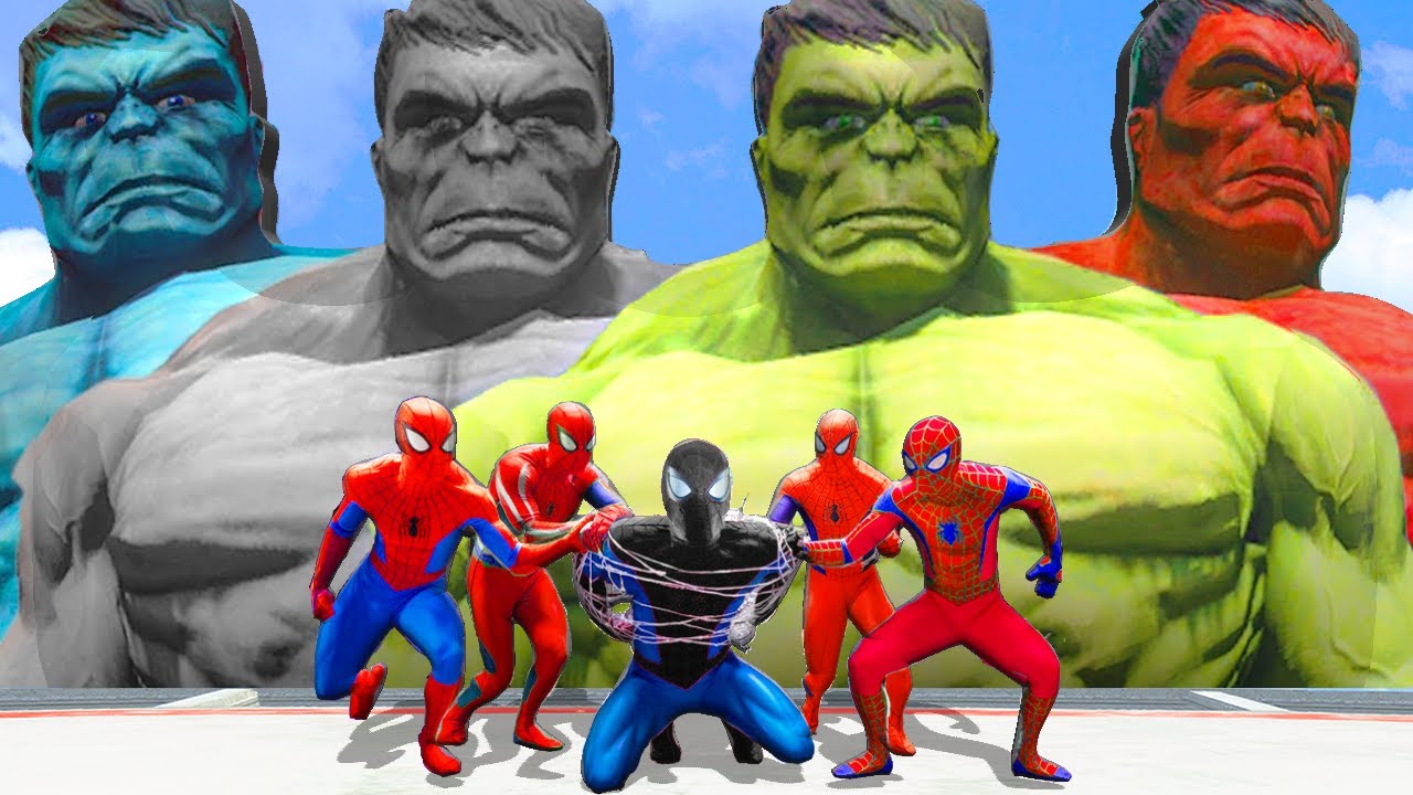 Spider Multiverse || Hulk & Venompool & Ghost-Rider- vs The Spiderman Team