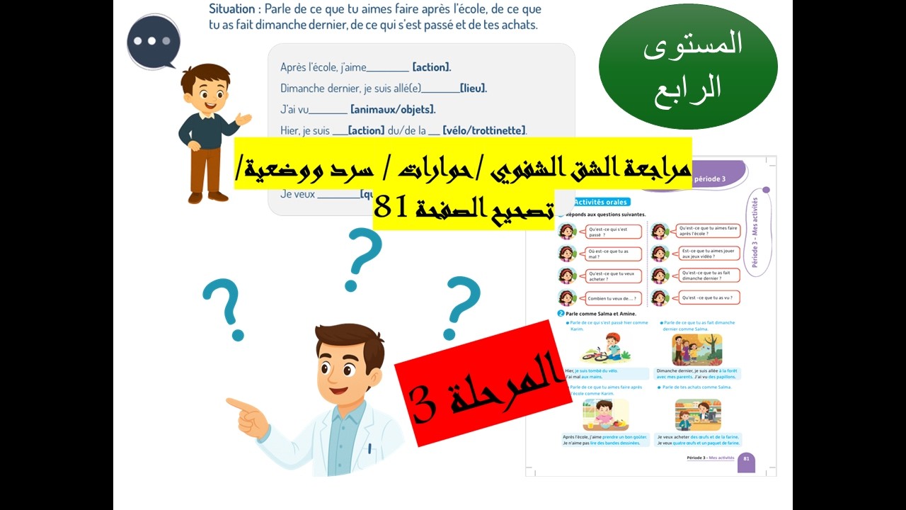 المستوى 4 مراجعة حوارات وسرد المرحلة 3  /تصحيح الصفحة 81