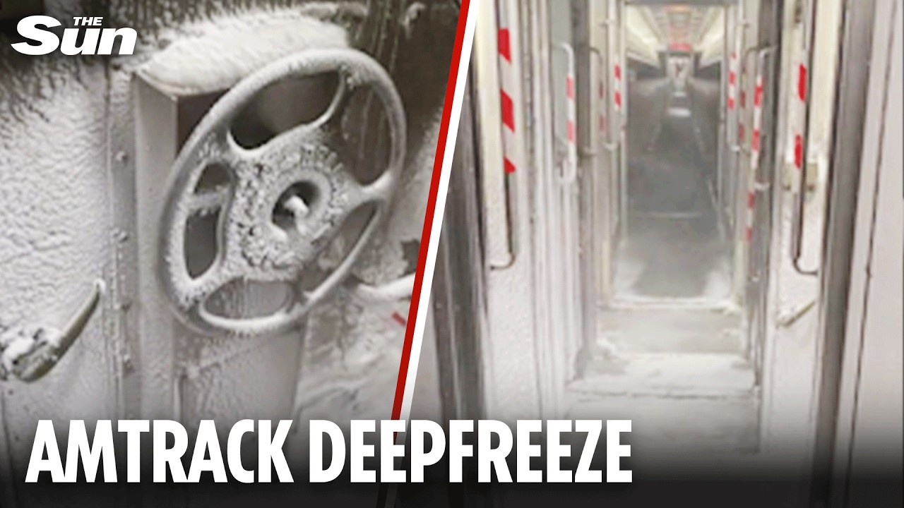 Bizarre moment passenger finds Amtrack carriage covered in SNOW as deepfreeze hits New York