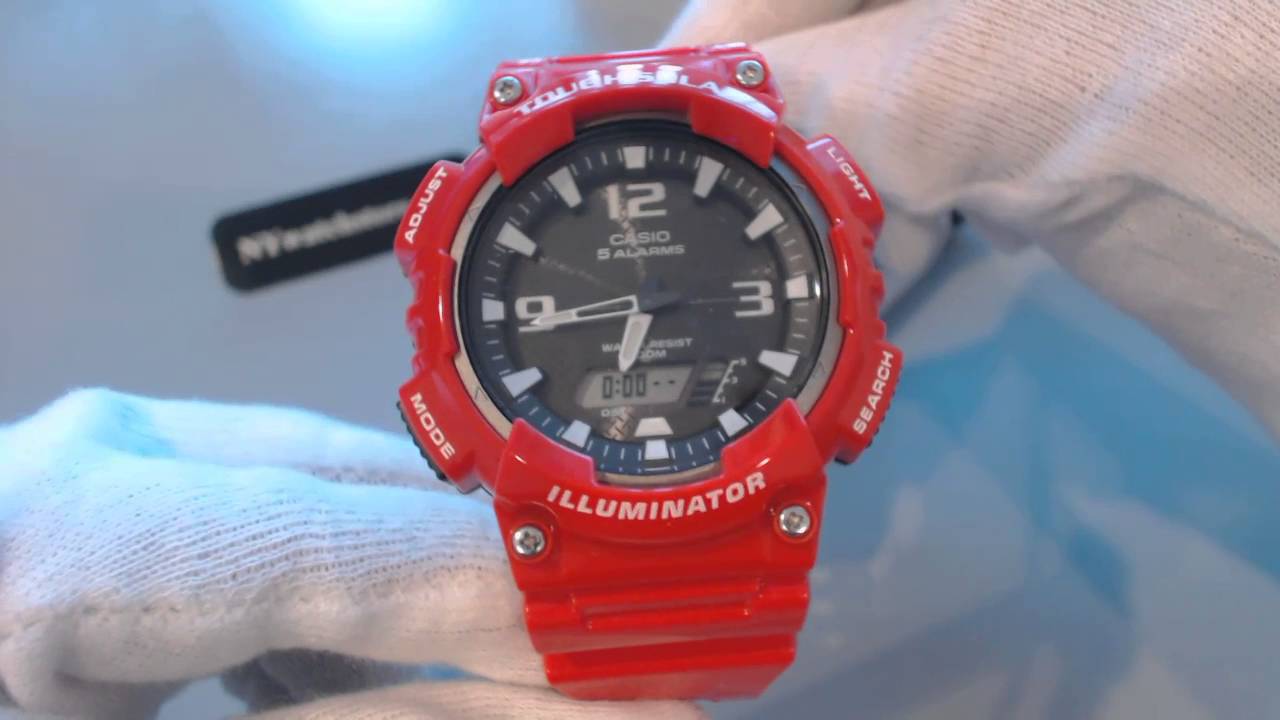 Men's Red Casio Tough Solar Power Sports Watch AQS810WC 4AV
