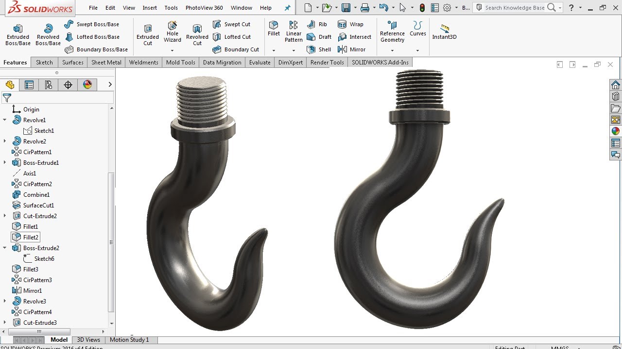 Crane Hook - SolidWorks Tutorial