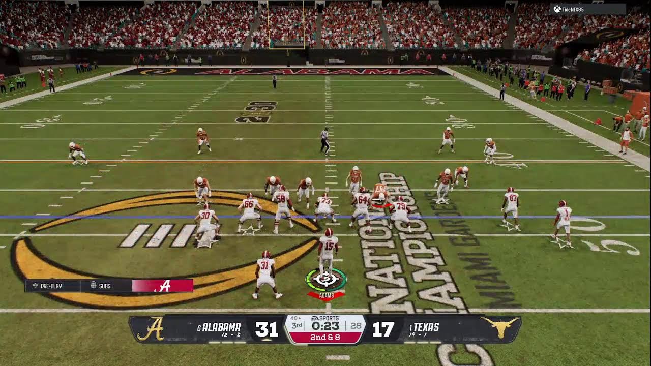 NCAA Never Dies 26 Dynasty -  National Championship 2029 - chillgate28 vs TideNTX85