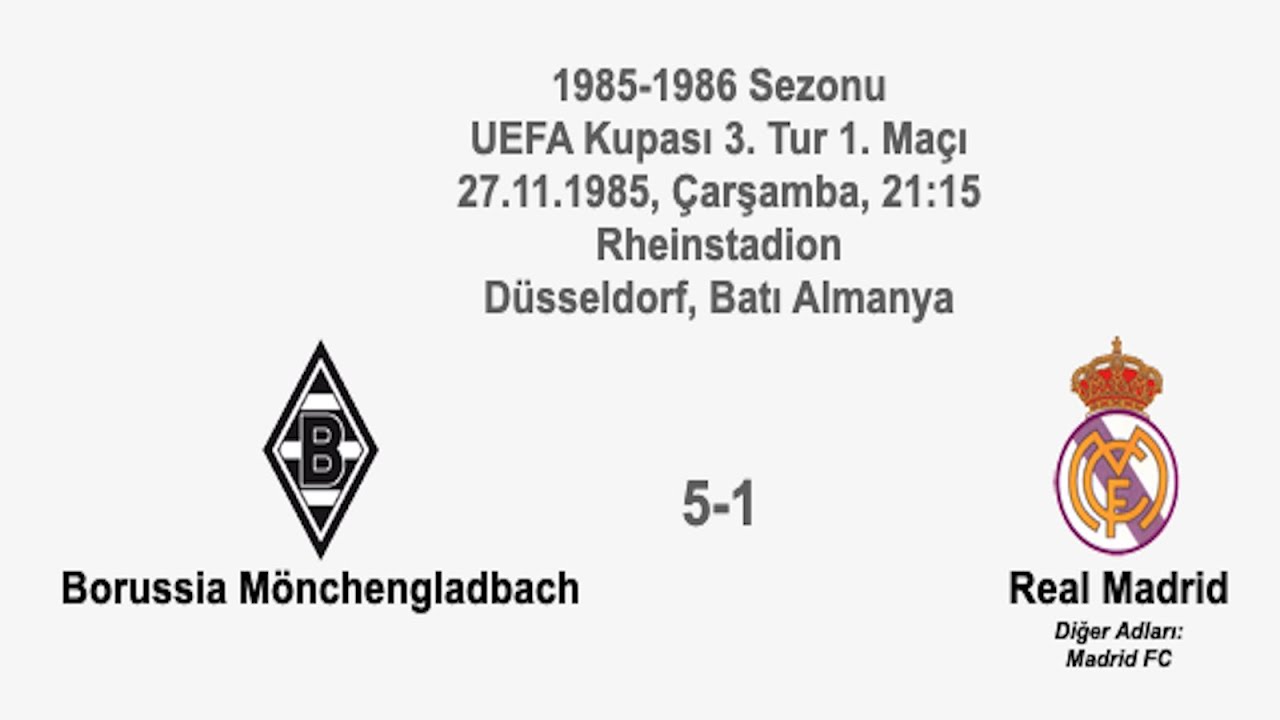 Borussia Mönchengladbach 5-1 Real Madrid [HD] 27.11.1985 - 1985-1986 UEFA Cup 3rd Round 1st Leg